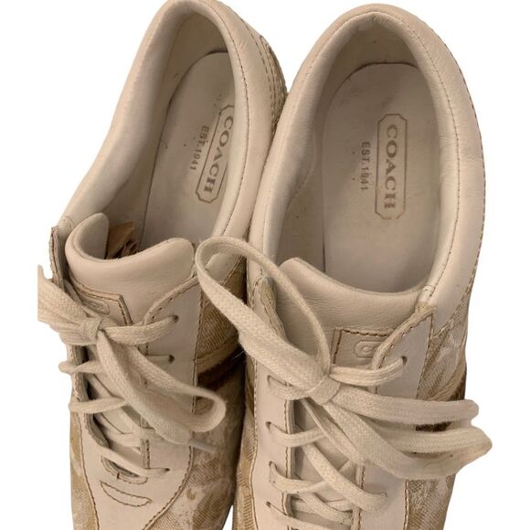 COACH Lissy ladies gold tone leather print sneakers US 8m - Picture 6 of 9